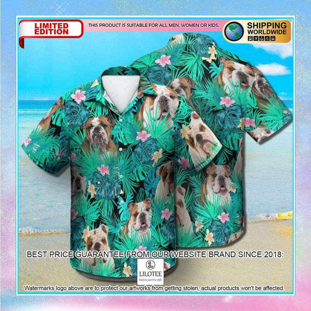 english bulldog summer leaves hawaiian shirt 1 971