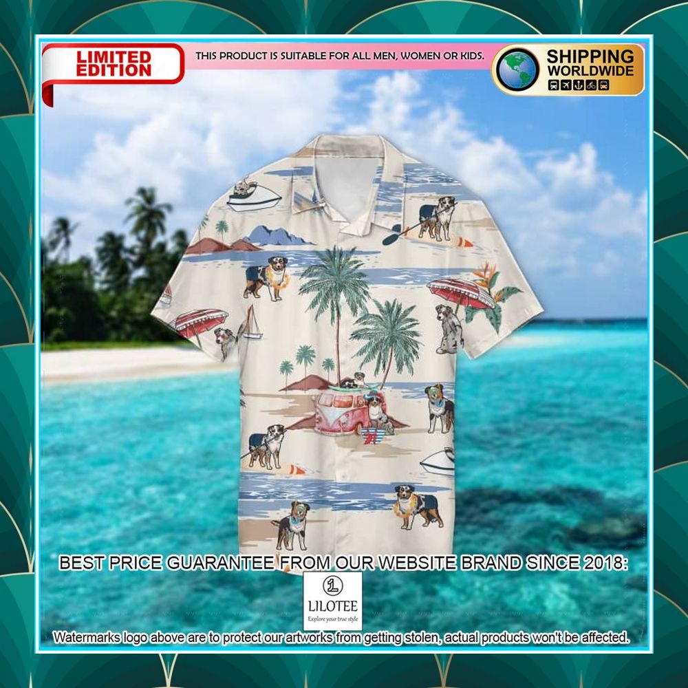English Shepherd Summer Beach Hawaiian Shirt - LIMITED EDITION 4 english shepherd summer beach hawaiian shirt 2 422