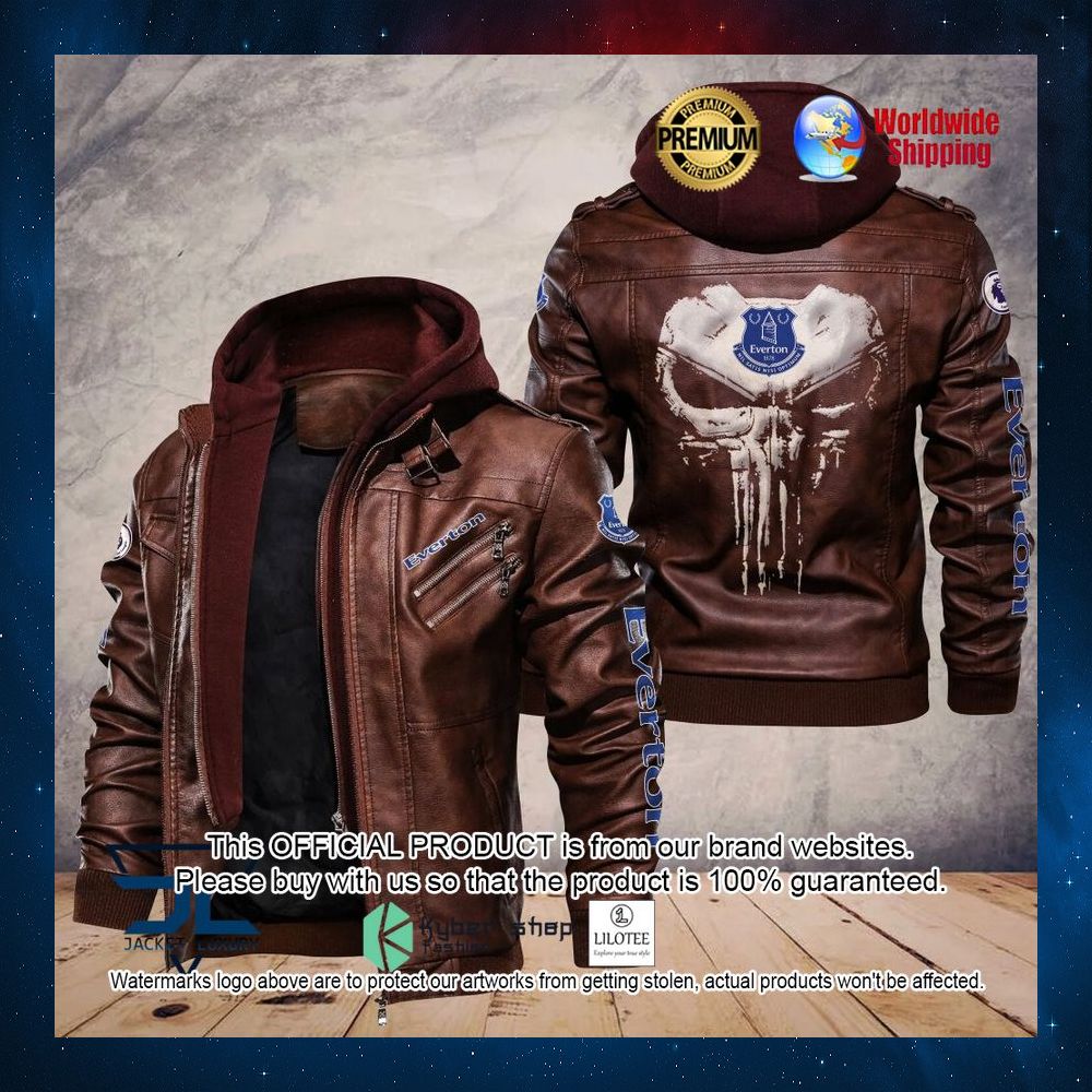 everton f c punisher skull leather jacket 2 637