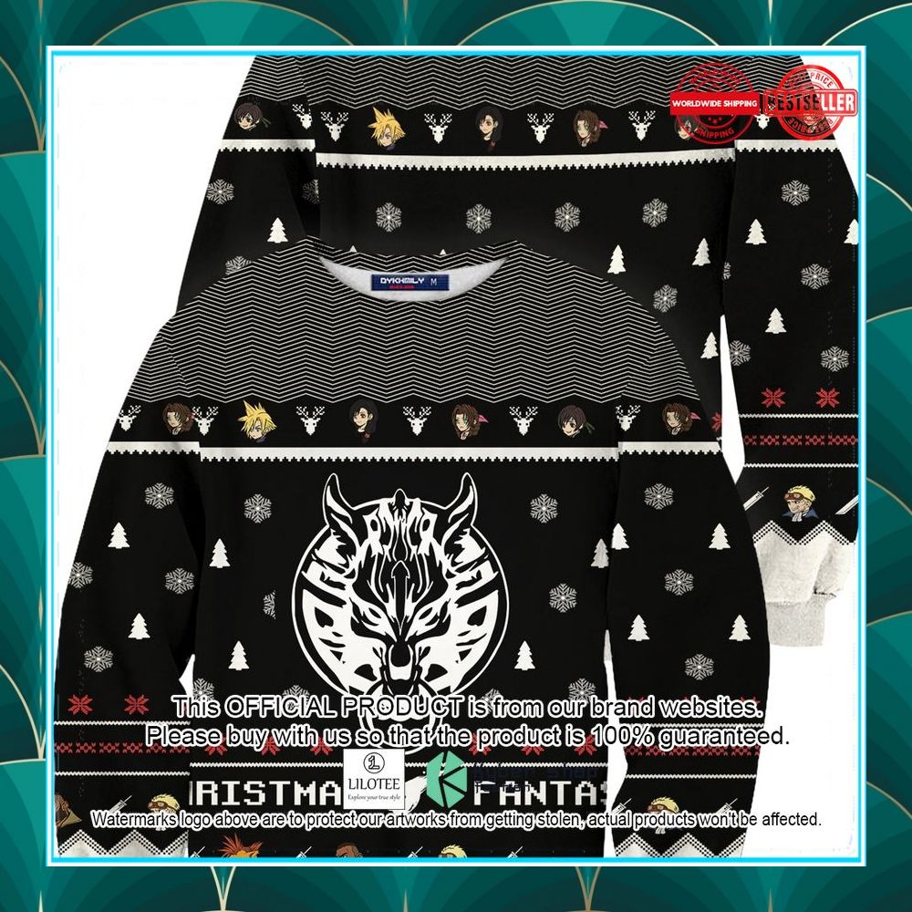 final fantasy cloud christmas ugly sweater 1 250