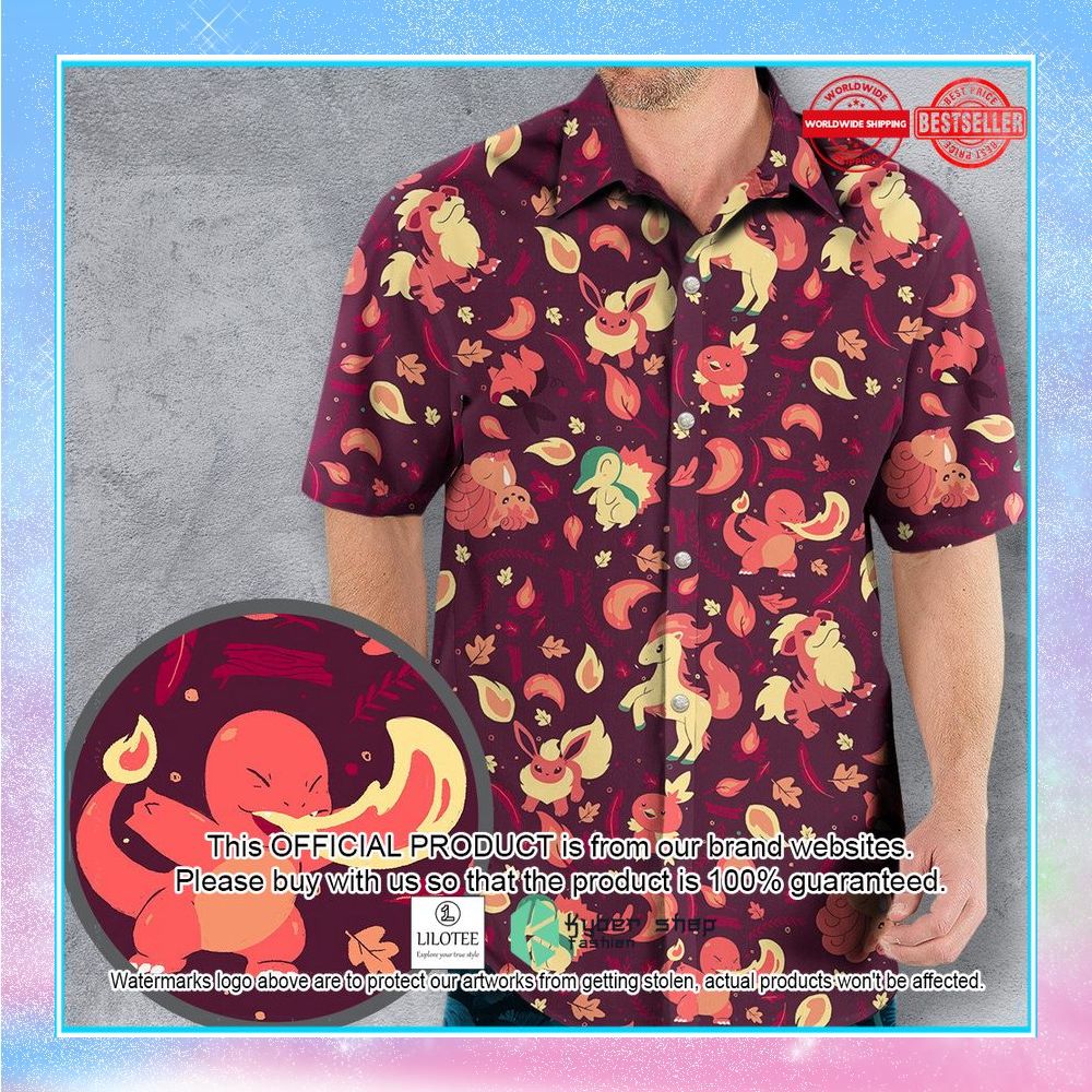 fire pokemon pattern hawaiian shirt 1 906