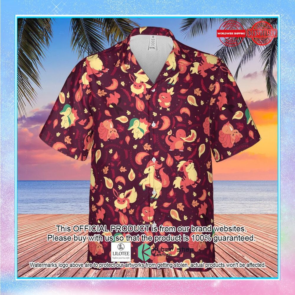 fire pokemon pattern hawaiian shirt 2 278