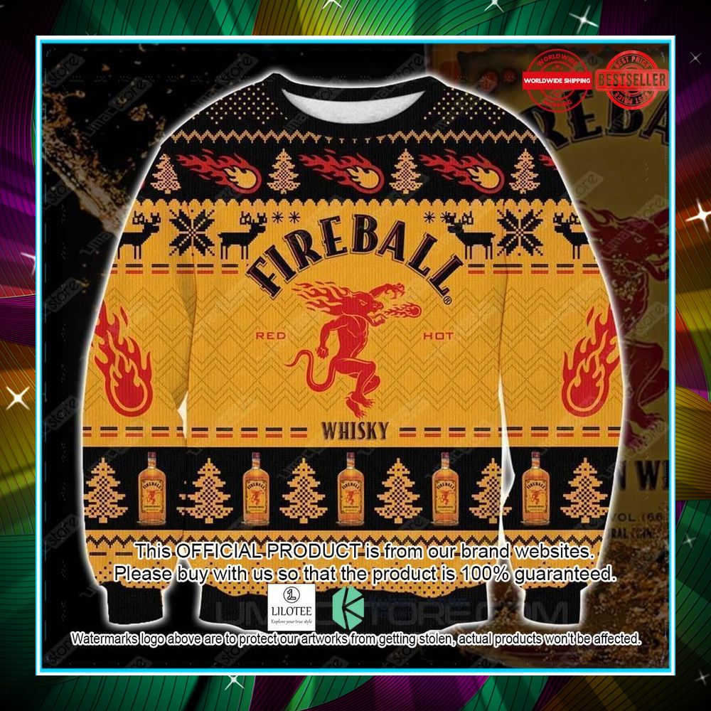 Fireball Whisky orange Christmas Sweater - LIMITED EDITION 3 fireball whisky orange christmas sweater 1 135