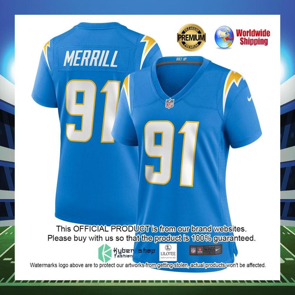 forrest merrill los angeles chargers nike womens player game powder blue football jersey 1 555