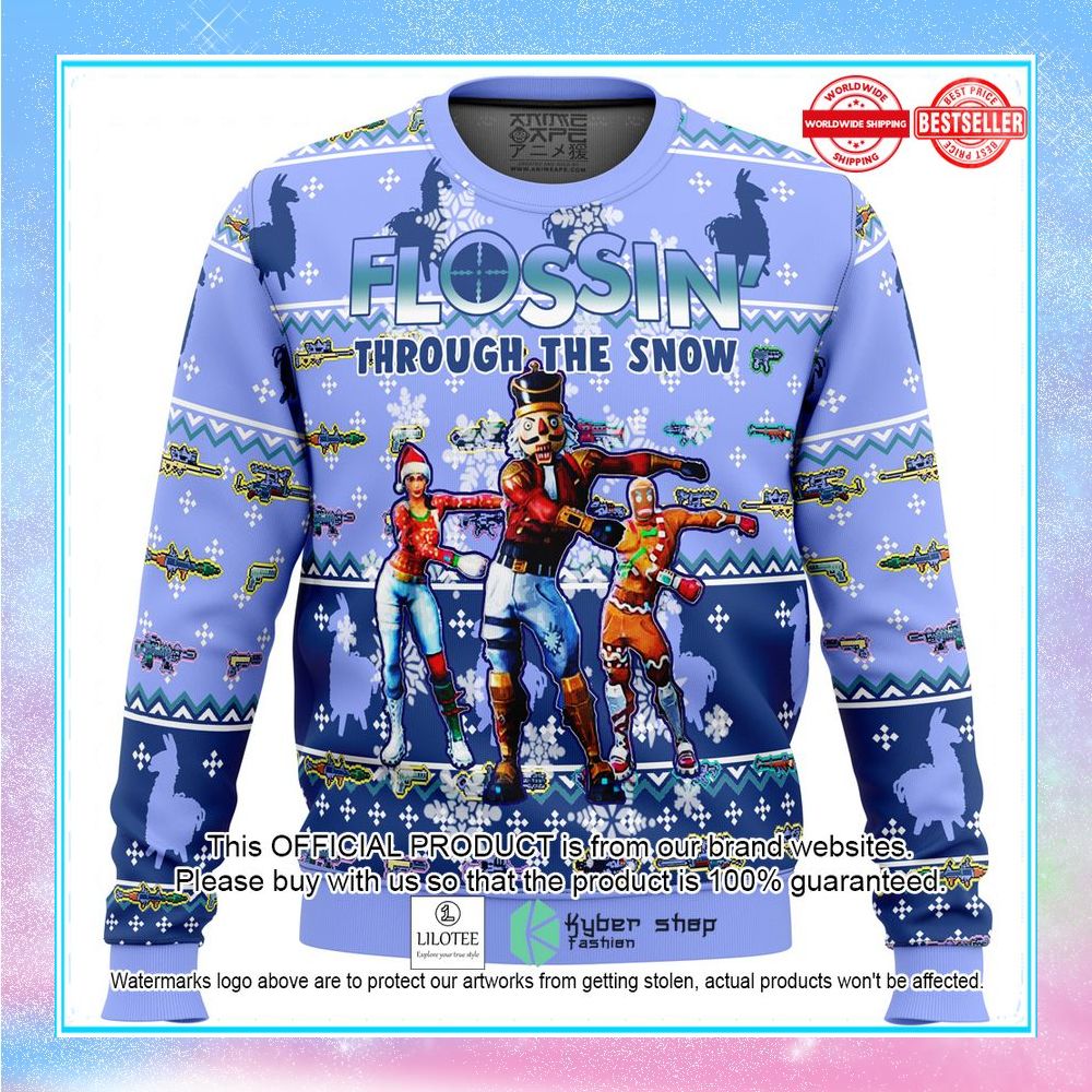 fortnite snow floss ugly christmas sweater 1 298