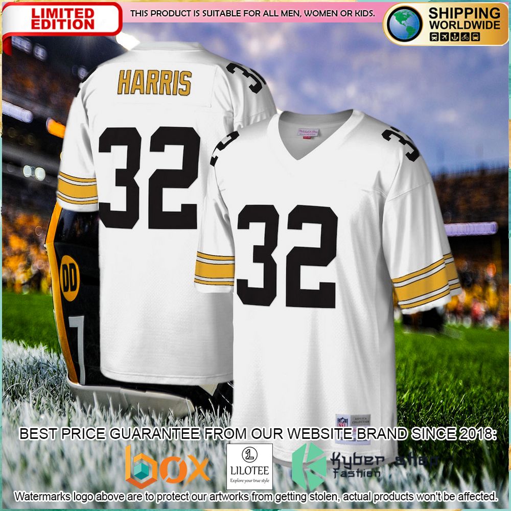 franco harris pittsburgh steelers mitchell ness legacy replica white football jersey 1 340