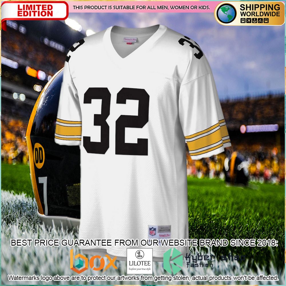 franco harris pittsburgh steelers mitchell ness legacy replica white football jersey 2 649