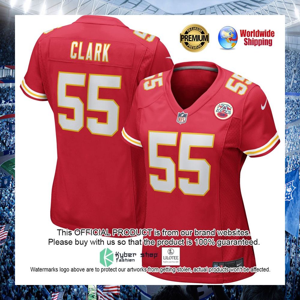 frank clark kansas city chiefs nike womens red football jersey 1 24
