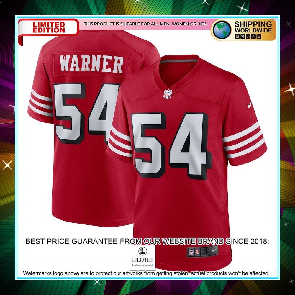 fred warner san francisco 49ers alternate scarlet football jersey 1 183