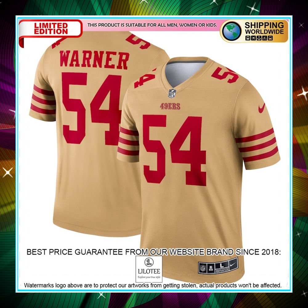 fred warner san francisco 49ers inverted legend gold football jersey 1 550