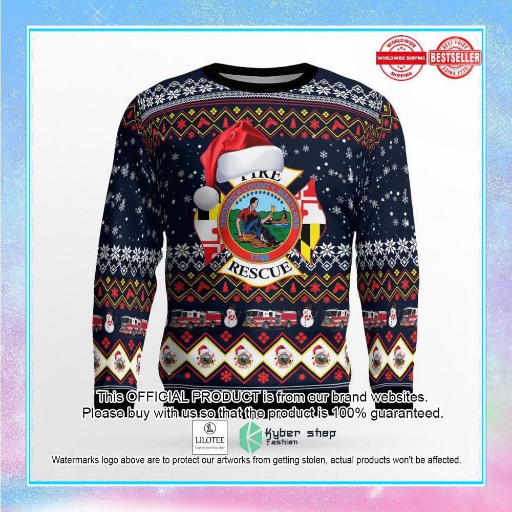 frederick county md fire rescue christmas sweater 2 810