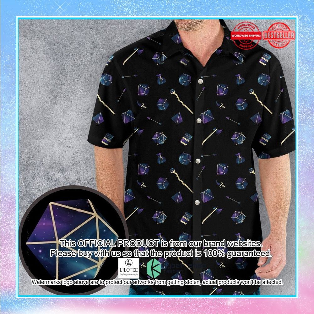 galaxy in dice dungeons and dragons pattern hawaiian shirt 1 481