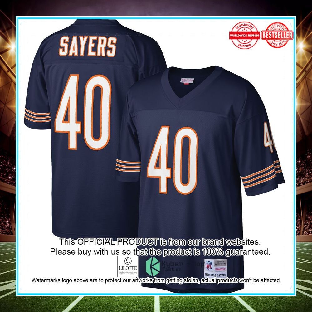 gale sayers chicago bears mitchell ness retired player legacy replica navy football jersey 1 32
