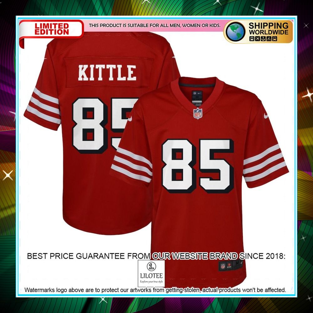george kittle san francisco 49ers youth alternate scarlet football jersey 1 703