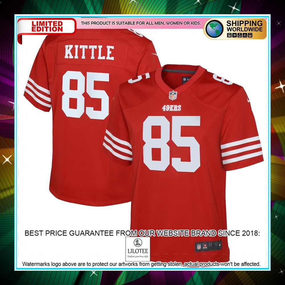 george kittle san francisco 49ers youth scarlet football jersey 1 943
