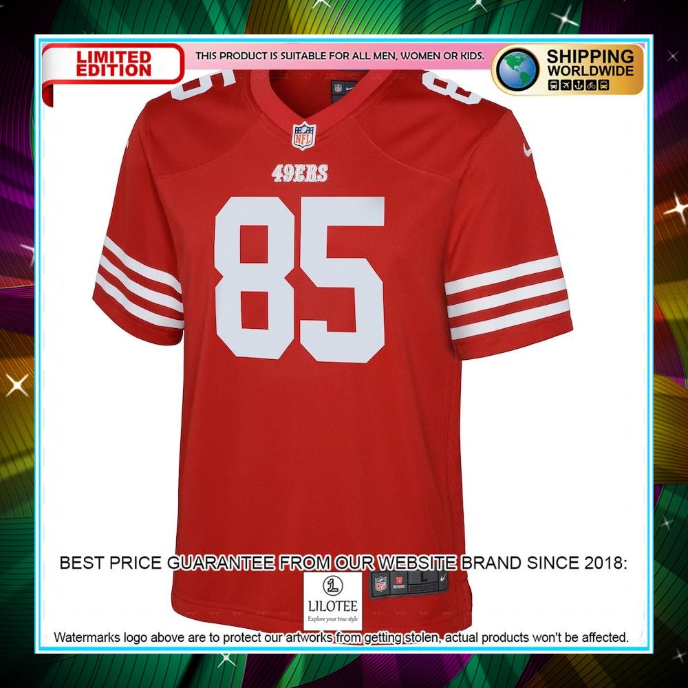 george kittle san francisco 49ers youth scarlet football jersey 2 929