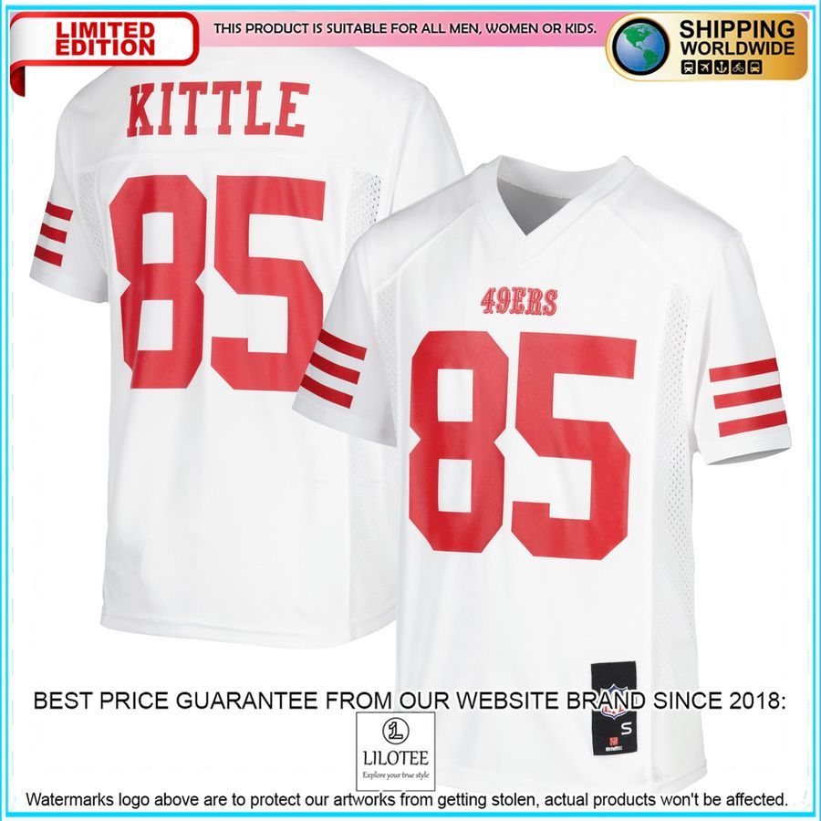 george kittle san francisco 49ers youth team replica white football jersey 1 654