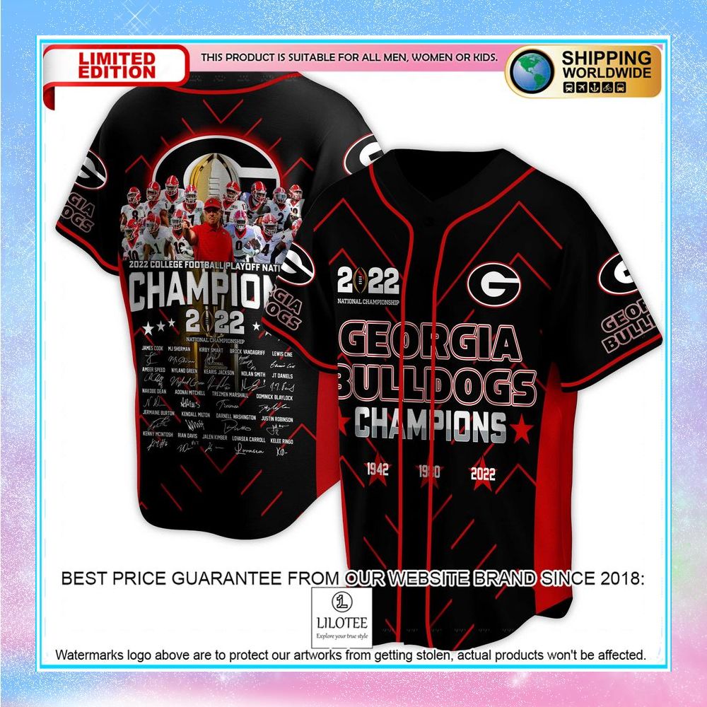 georgia bulldogs champions baseball jersey 1 989