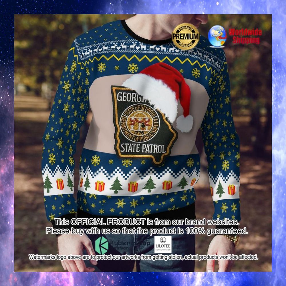 georgia state patrol santa hat ugly sweater 1 607