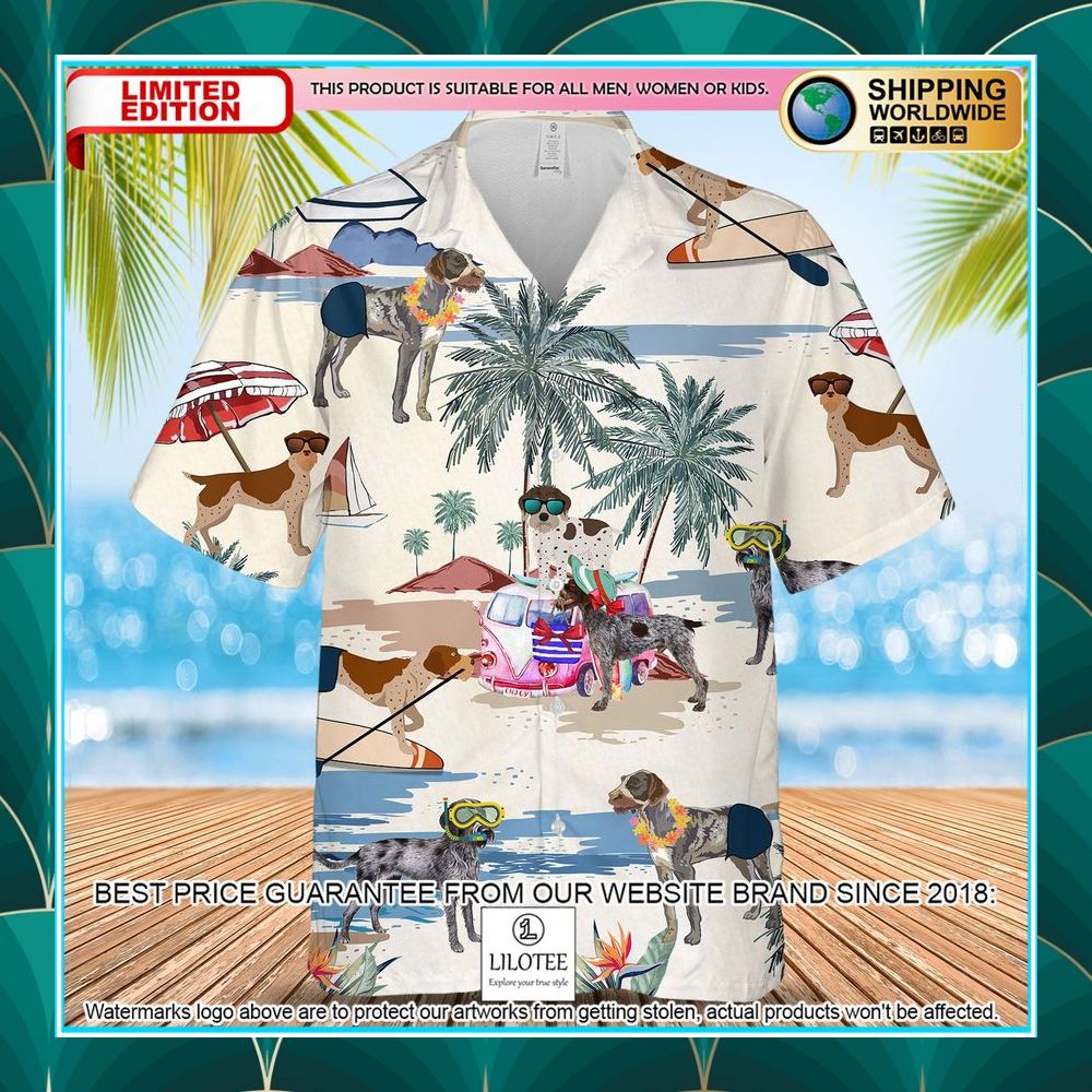 German Wirehaired Pointer Summer Beach Hawaiian Shirt - LIMITED EDITION 3 german wirehaired pointer summer beach hawaiian shirt 1 284