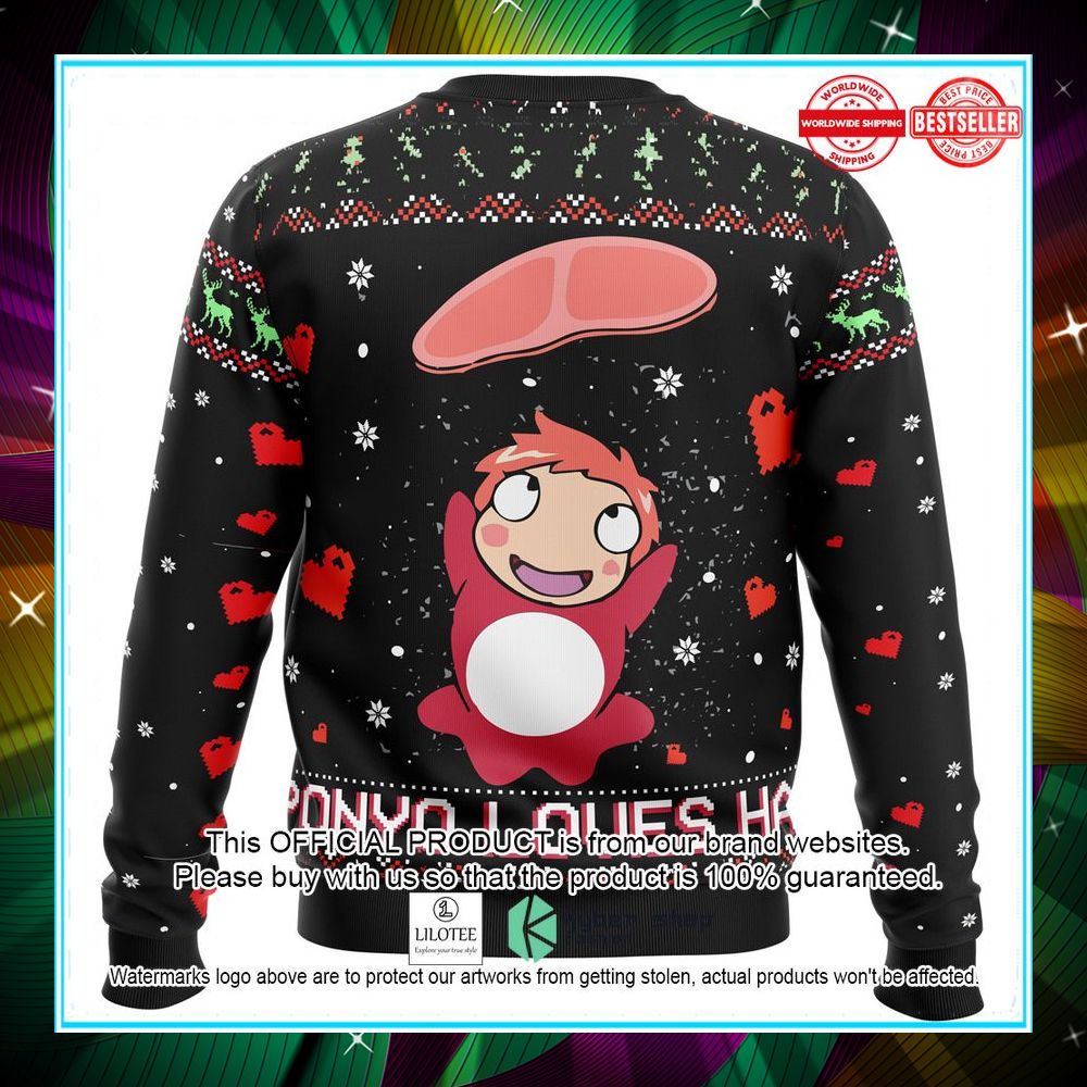 Ghibli Ponyo Loves Ham Ugly Christmas Sweater 9 ghibli ponyo loves ham ugly christmas sweater 3 903