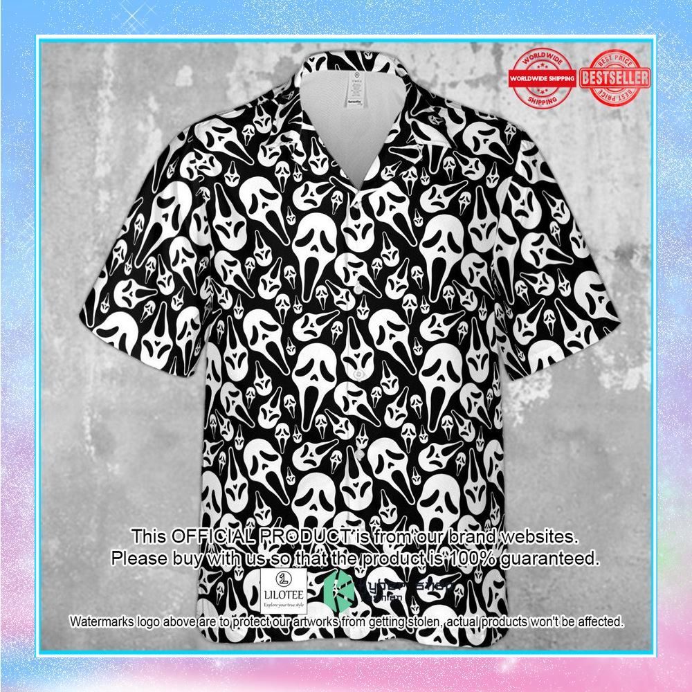 ghostface horror movie pattern halloween hawaiian shirt 2 410