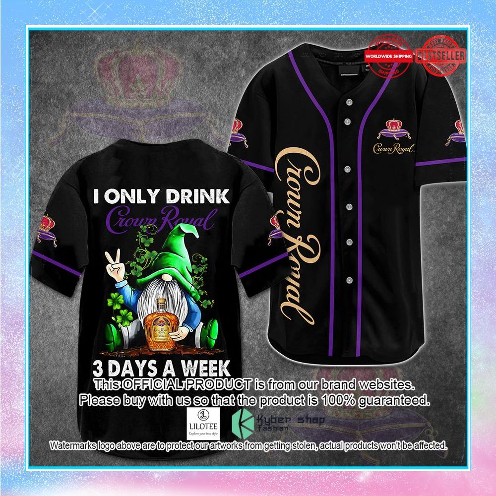 gnome i only drink crown royal baseball jersey 2 270