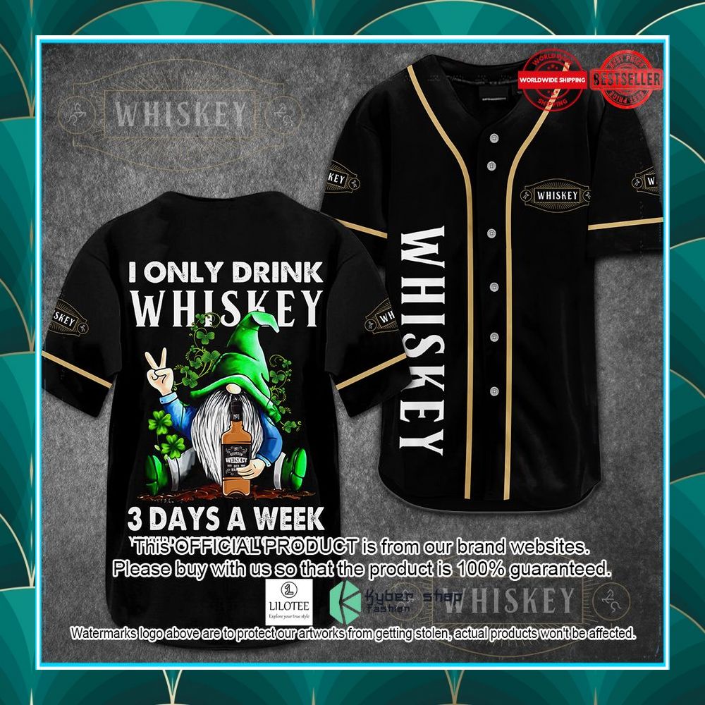 gnome i only drink whiskey 3 days a week baseball jersey 1 968
