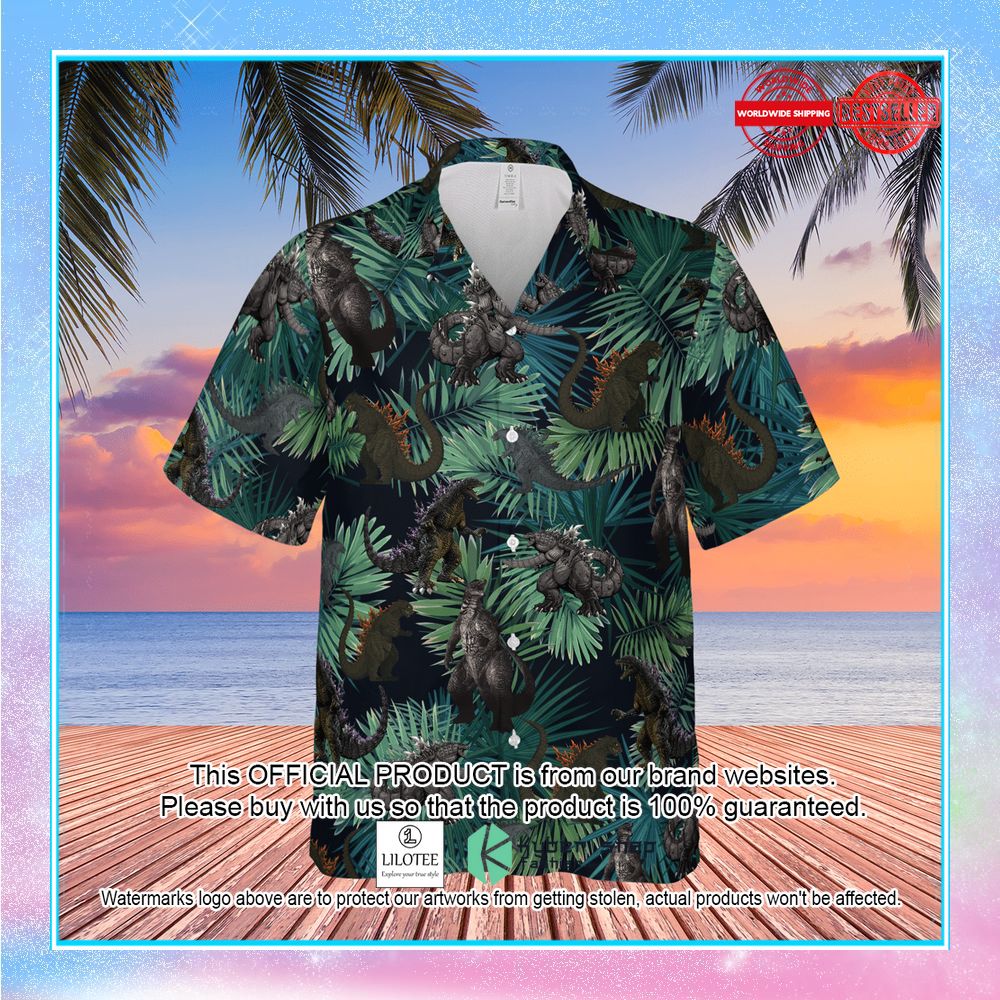 godzilla kaiju pattern hawaiian shirt 2 518