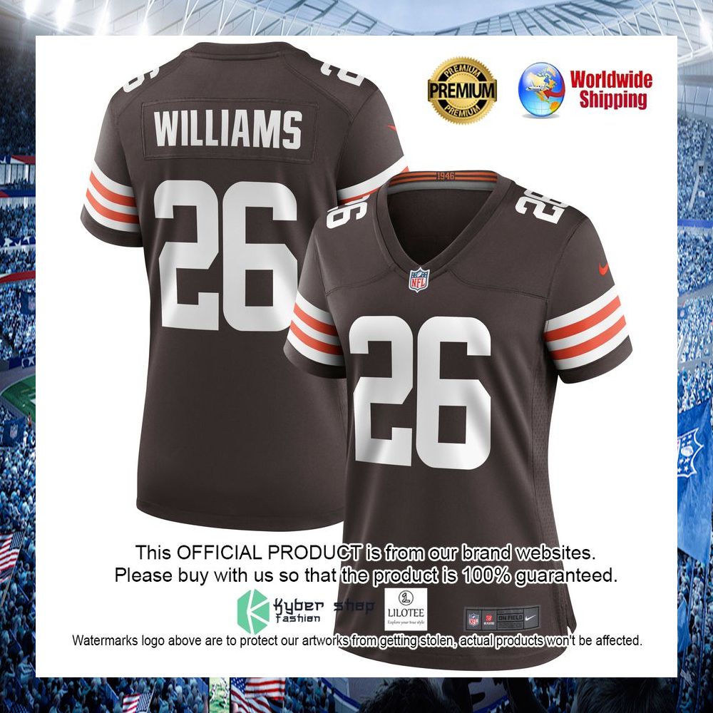 greedy williams cleveland browns nike womens brown football jersey 1 508