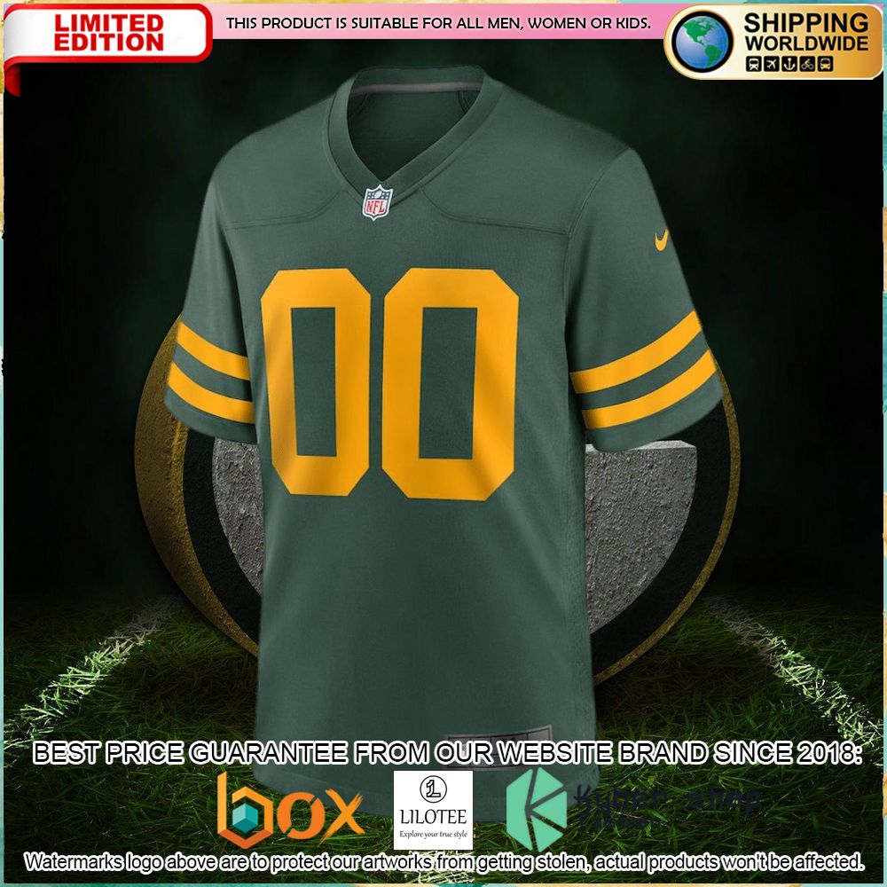 green bay packers nike alternate custom green football jersey 2 66