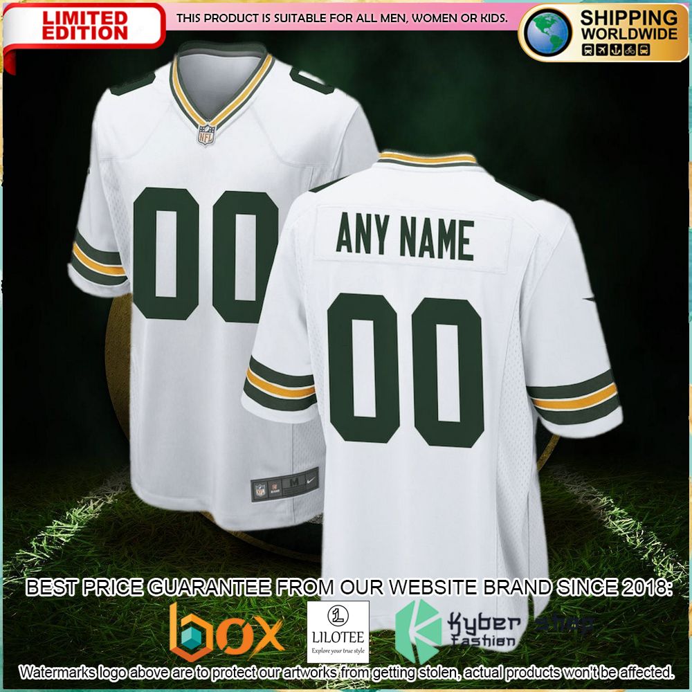 green bay packers nike custom white football jersey 1 248