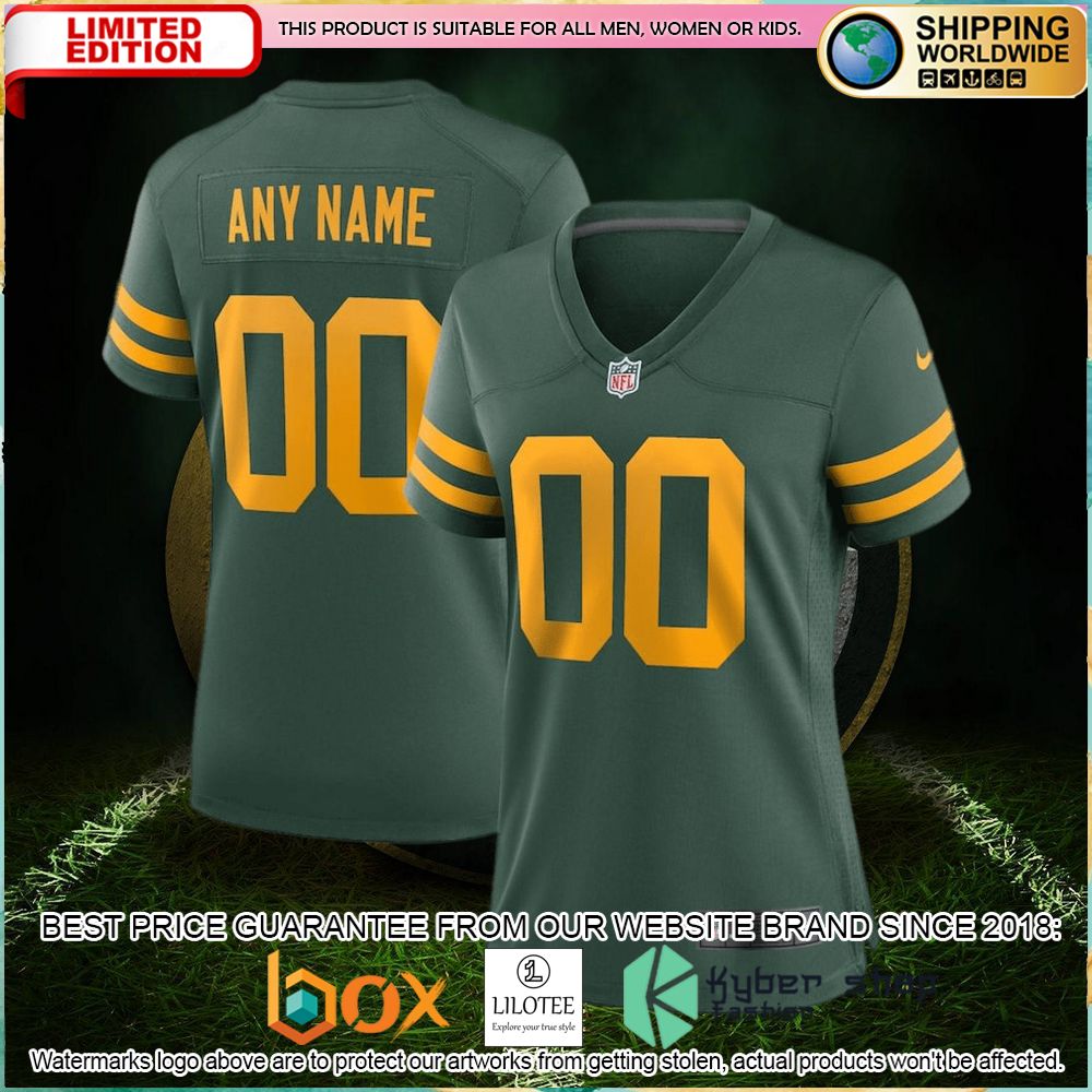green bay packers nike womens alternate custom green football jersey 1 313