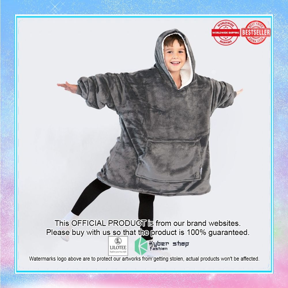 grey kids oodie blanket hoodie 1 876