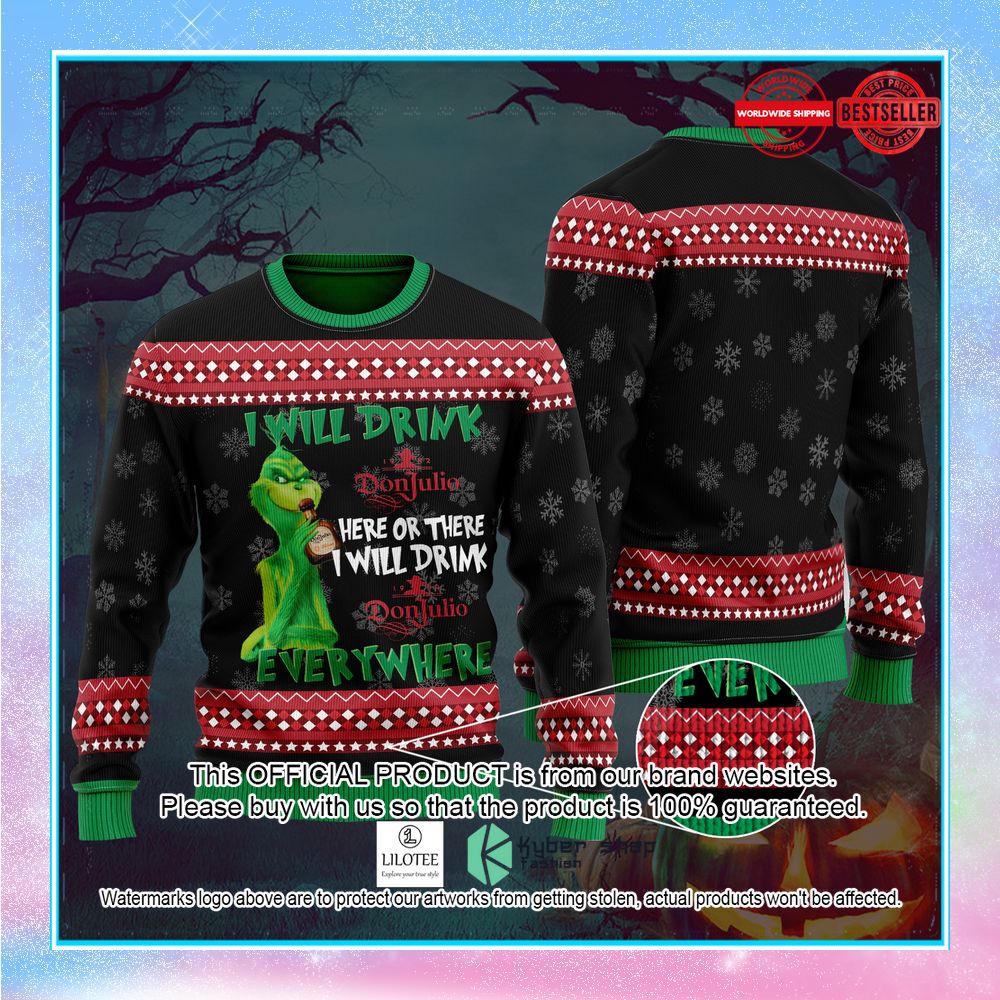 grinch don julio ugly christmas sweater 1 201