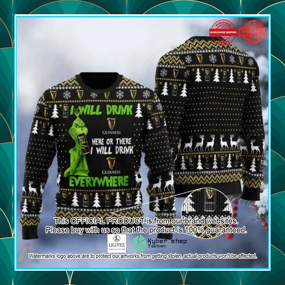 grinch guinness ugly christmas sweater 1 180