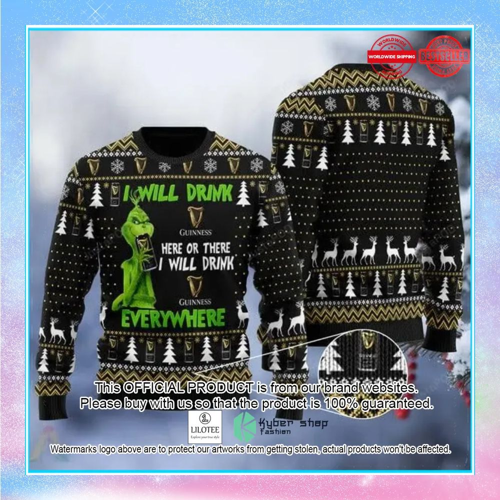 grinch guinness ugly christmas sweater 1 732