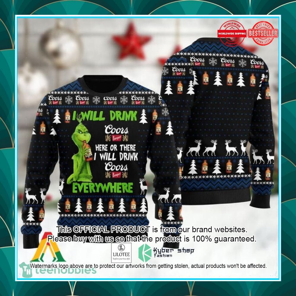 grinch i will drink coors banquet everywhere christmas sweater 1 328
