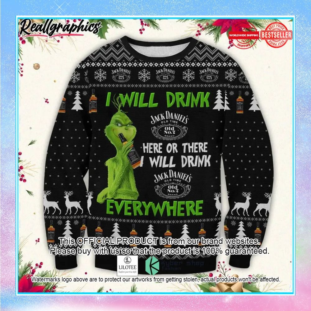 grinch jack daniels ugly christmas sweater 1 468