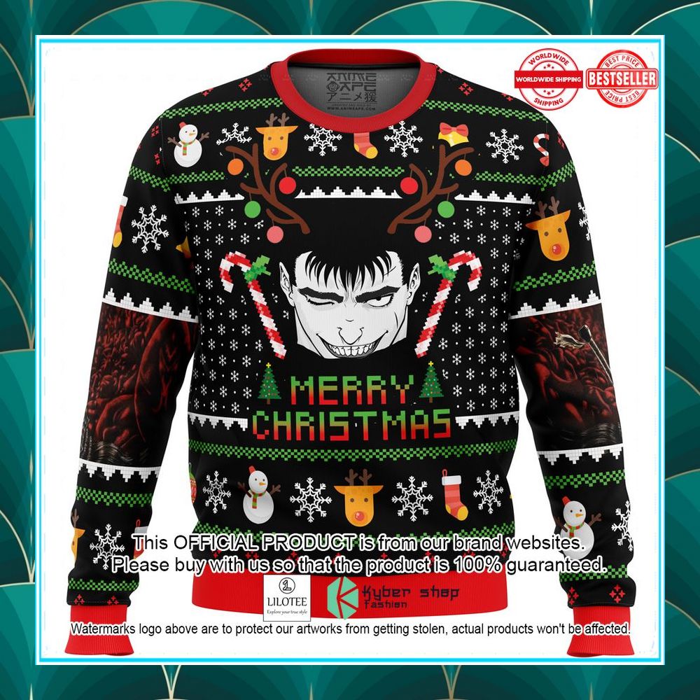 guts santa claus berzerk ugly christmas sweater 1 411