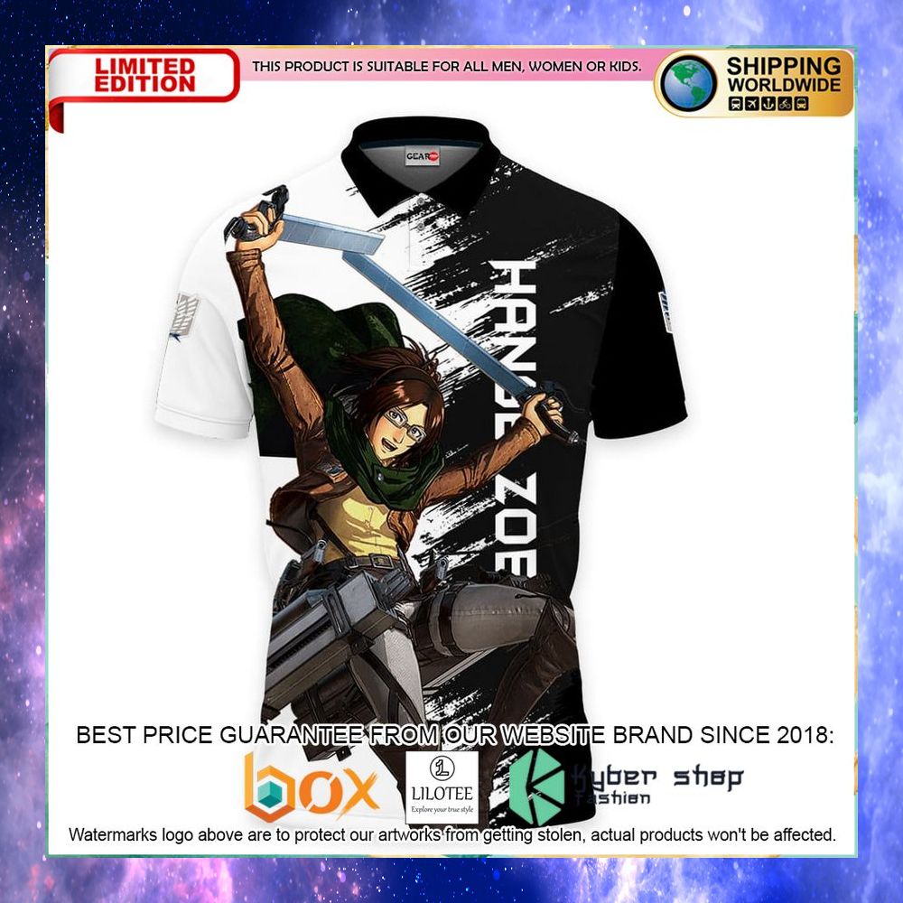 hange zoe attack on titan anime polo shirt 2 585
