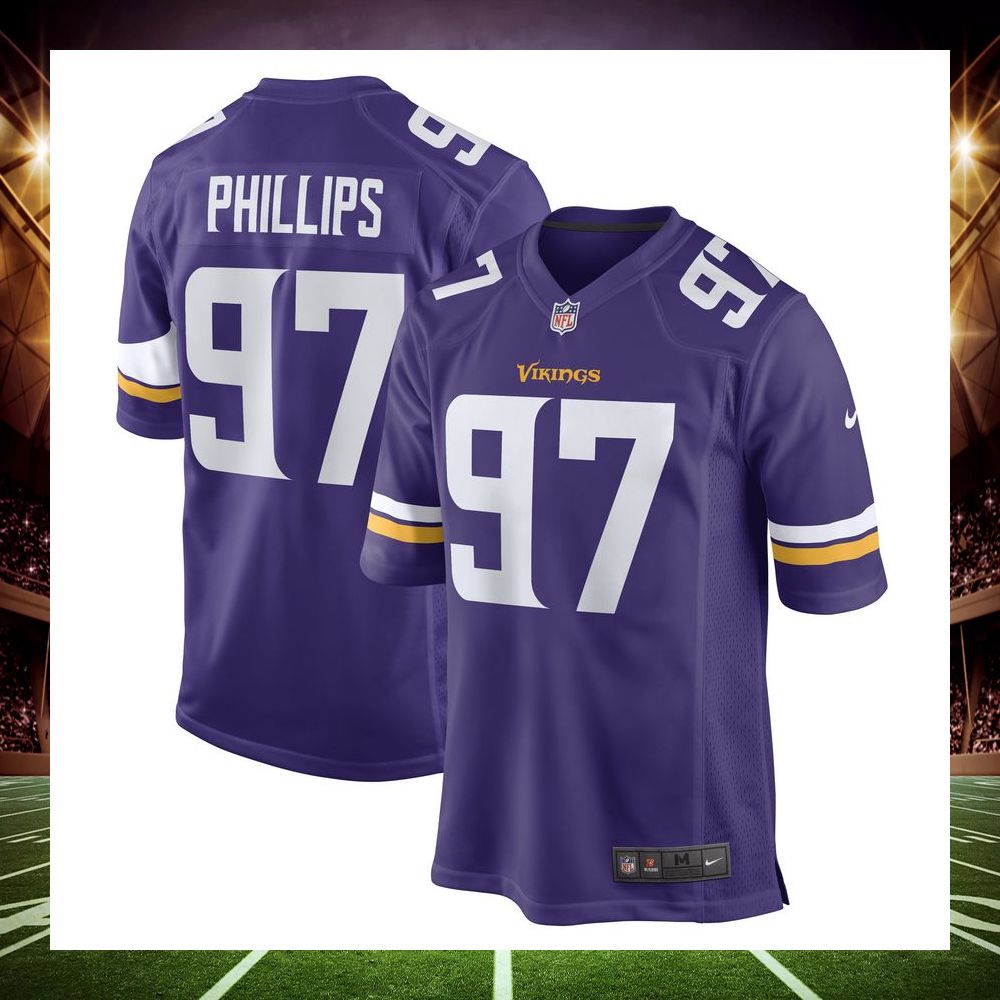 harrison phillips minnesota vikings purple football jersey 1 22