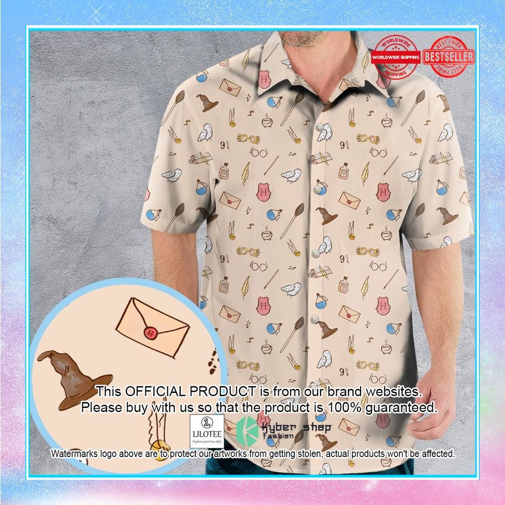 harry potter magic items pattern hawaiian shirt 1 946