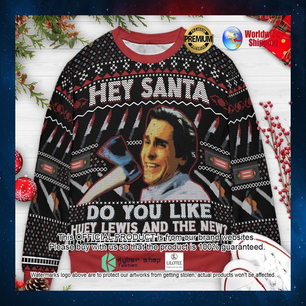 hey santa do you like huey lewis and the news christmas sweater 1 341