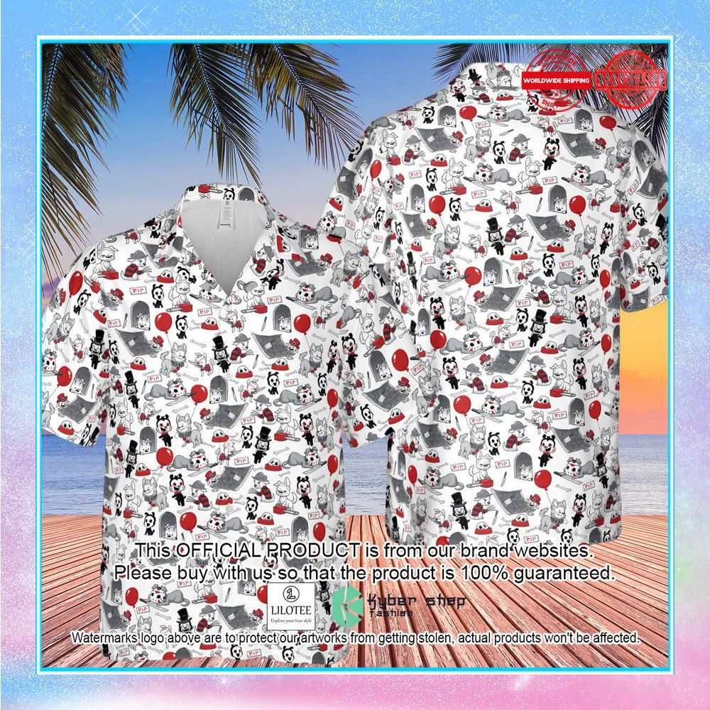 horror characters dog pattern hawaiian shirt 2 983