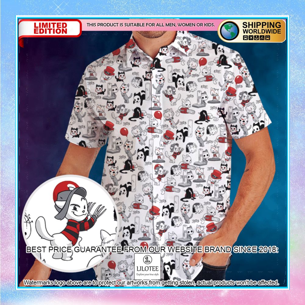 horror kitten hawaiian button up shirt 1 961