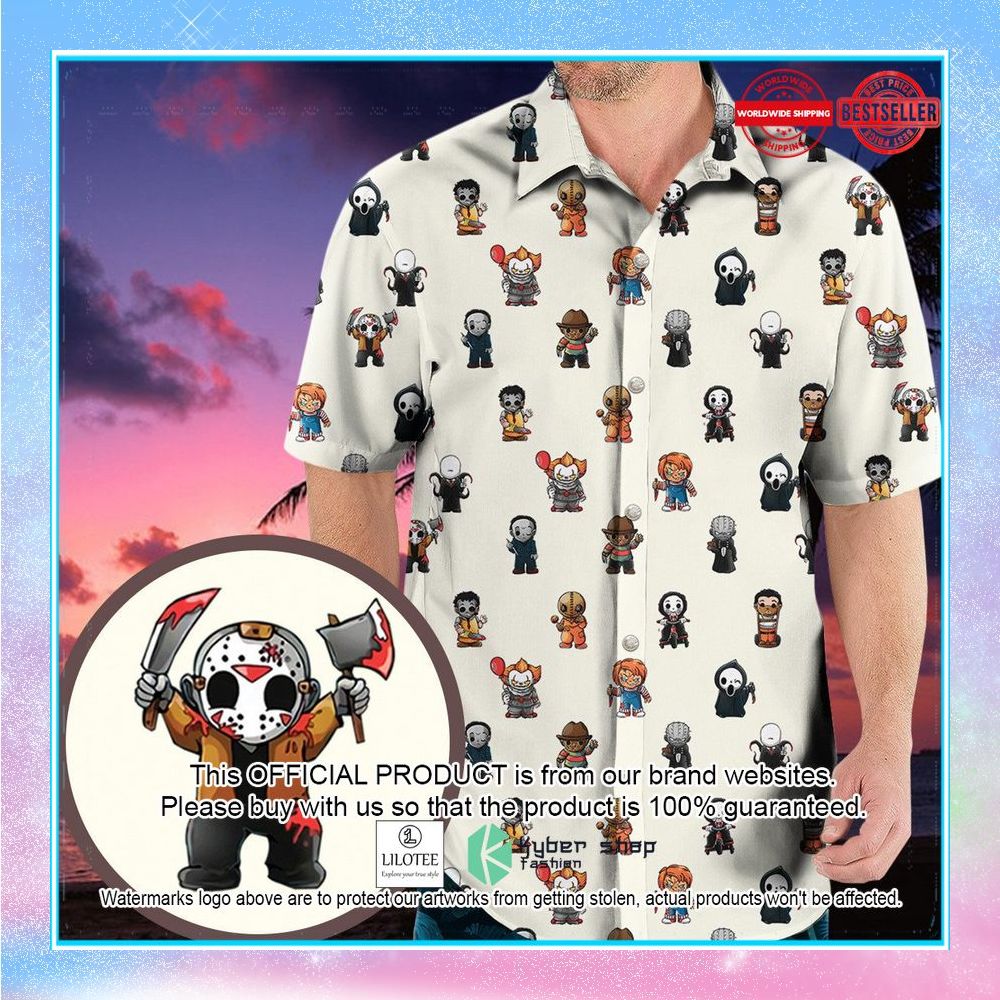 horror movies characters pattern hawaiian shirt 1 354