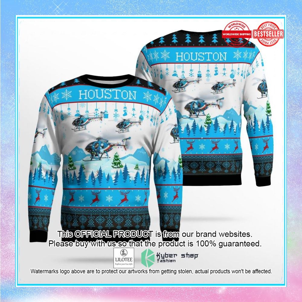 houston police helicopter 78f n5278f christmas sweater 1 180