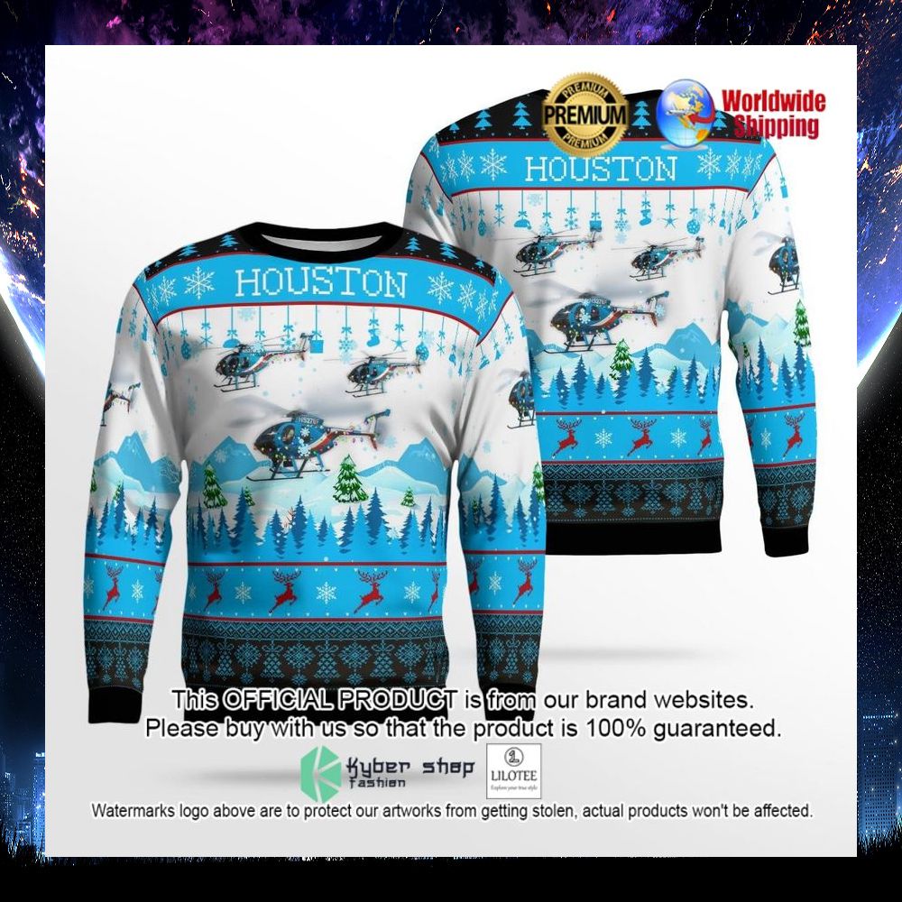 houston police helicopter 78f n5278f ugly sweater 1 215