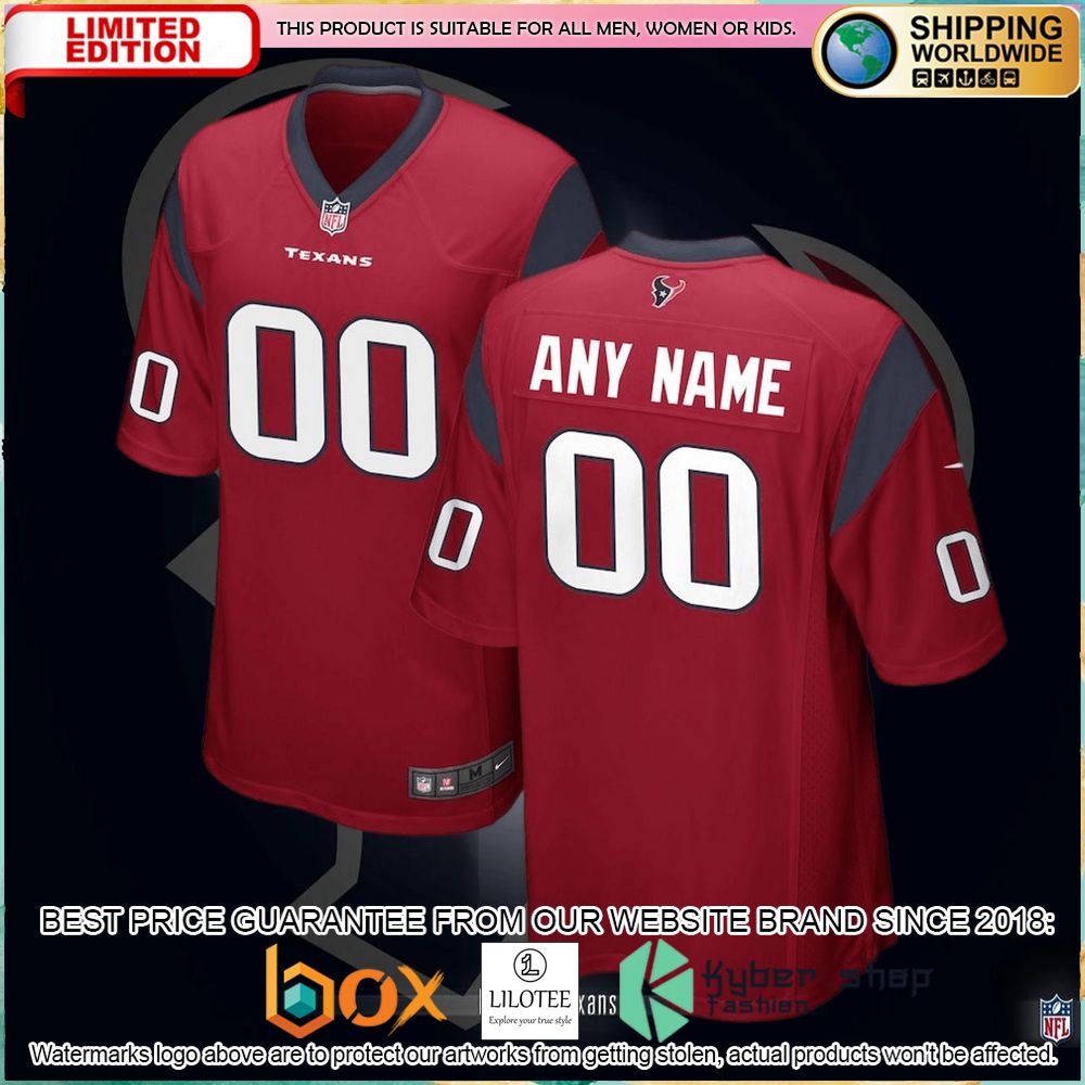 houston texans nike alternate custom red football jersey 1 555